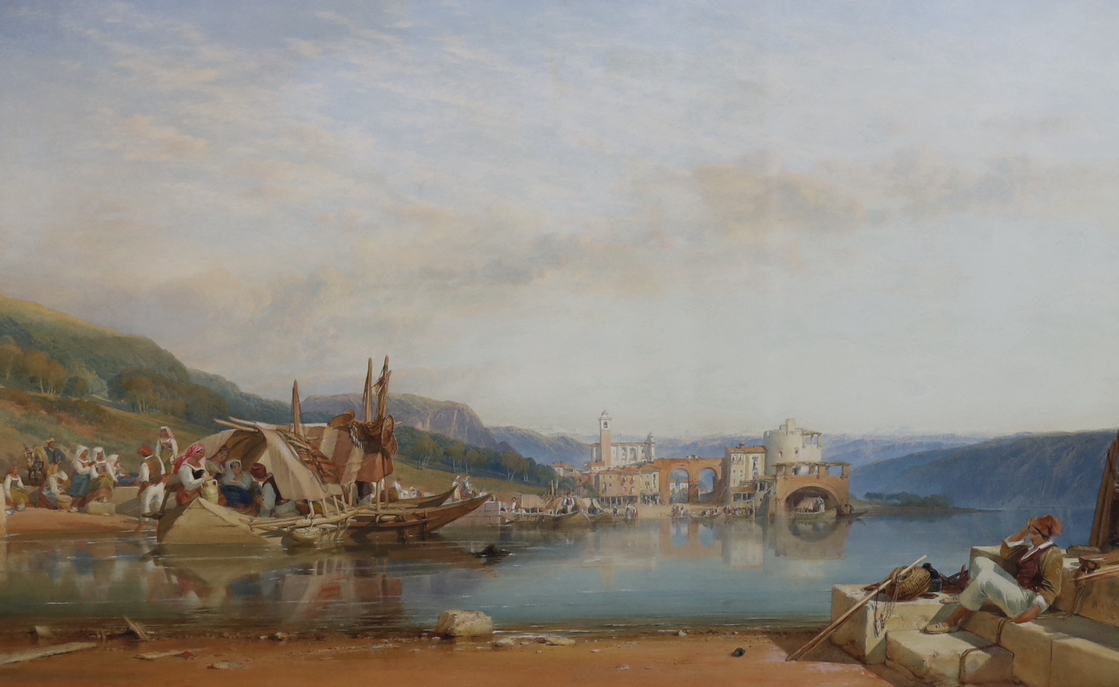 William Leighton Leitch RI (British, 1804-1883), Lake Maggiore, Northern Italy, 1866, watercolour, 58 x 92cm